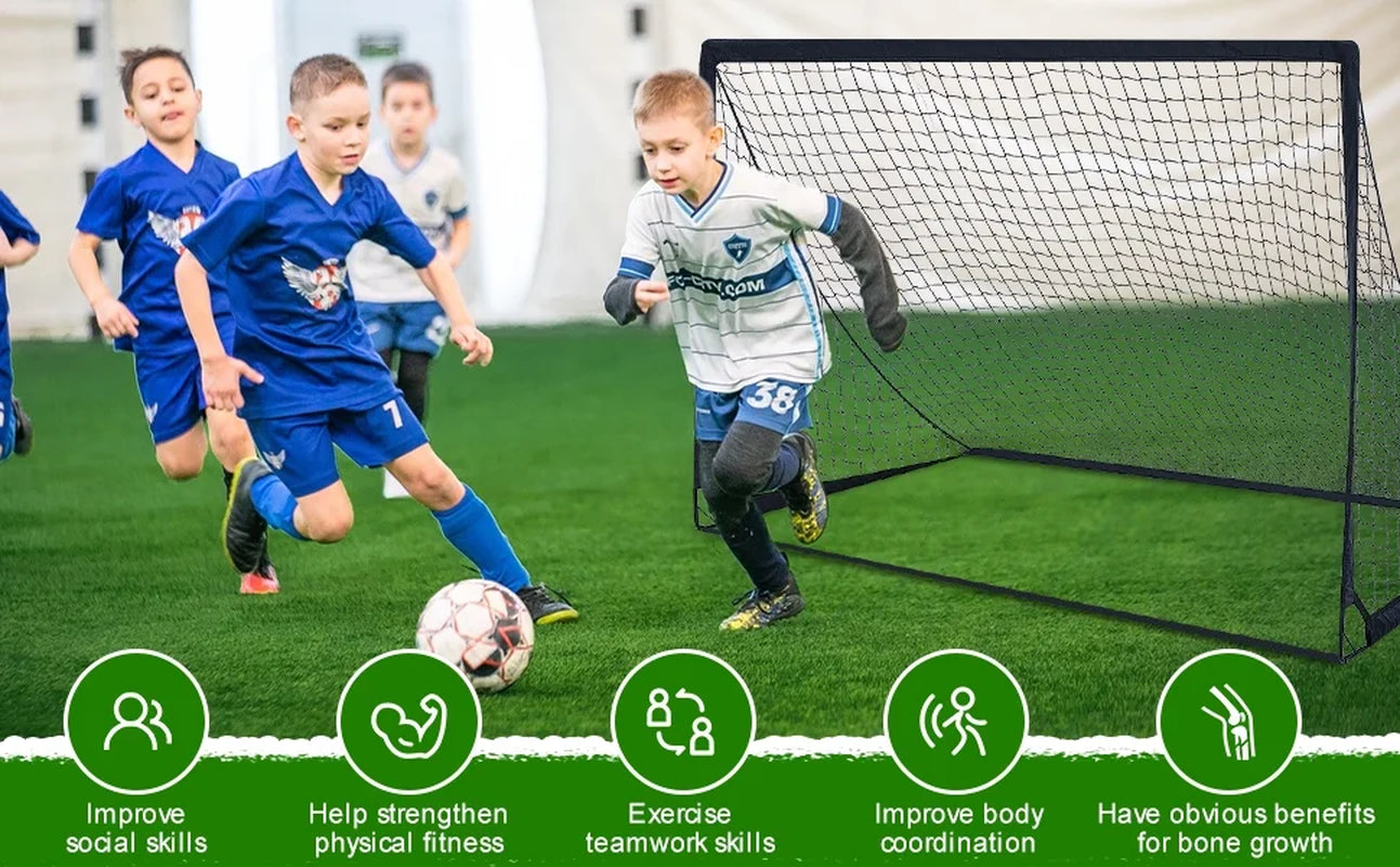 Set of 2 Portable Soccer Goals for Kids & Youth, Practice Soccer Net Soccer Training Equipment for Backyard Fun & Training