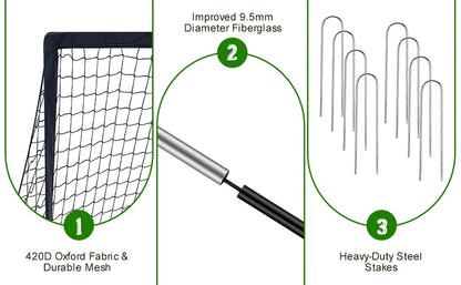 Set of 2 Portable Soccer Goals for Kids & Youth, Practice Soccer Net Soccer Training Equipment for Backyard Fun & Training