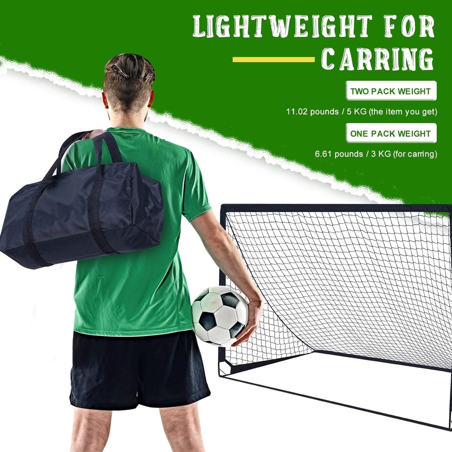 Set of 2 Portable Soccer Goals for Kids & Youth, Practice Soccer Net Soccer Training Equipment for Backyard Fun & Training