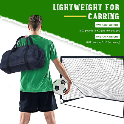 Set of 2 Portable Soccer Goals for Kids & Youth, Practice Soccer Net Soccer Training Equipment for Backyard Fun & Training
