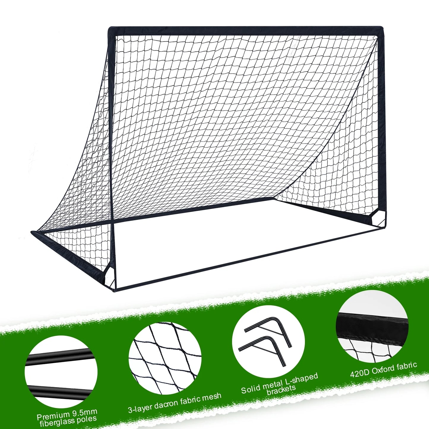 Set of 2 Portable Soccer Goals for Kids & Youth, Practice Soccer Net Soccer Training Equipment for Backyard Fun & Training