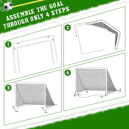 Set of 2 Portable Soccer Goals for Kids & Youth, Practice Soccer Net Soccer Training Equipment for Backyard Fun & Training