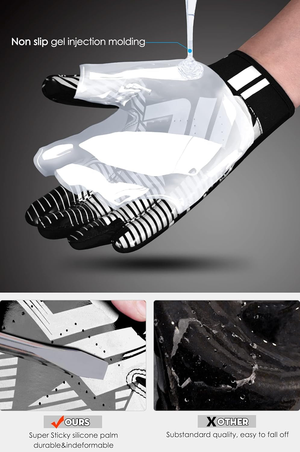 Football Gloves Adult Football Receiver Gloves,Enhanced Performance Football Gloves and High Grip Football Gloves for Adult and Kids