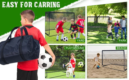Set of 2 Portable Soccer Goals for Kids & Youth, Practice Soccer Net Soccer Training Equipment for Backyard Fun & Training