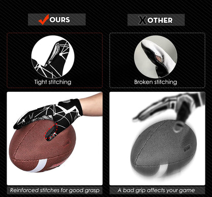Football Gloves Adult Football Receiver Gloves,Enhanced Performance Football Gloves and High Grip Football Gloves for Adult and Kids