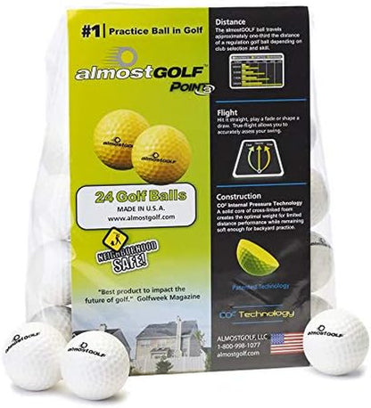 golf Balls - Limited Flight Practice Golf Balls - (24 Pack) -  Golf Balls Foam Golf Training Aids for Indoor or Yard Practice - Includes 24 golf Balls with 5 Liberty Tees